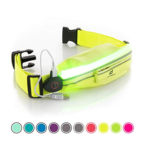 Running Belt USA Patented - iPhone X 6 7 8 Plus Pouch for Runners . Best Fitness Gear for Hands-Free Workout . Freerunning Reflective Waist Pack Phone Holder . Men, Women, Kids Running Accessories (Yellow - fluo)