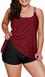 Omichic Women's Loose Tankini Top with Boyshorts