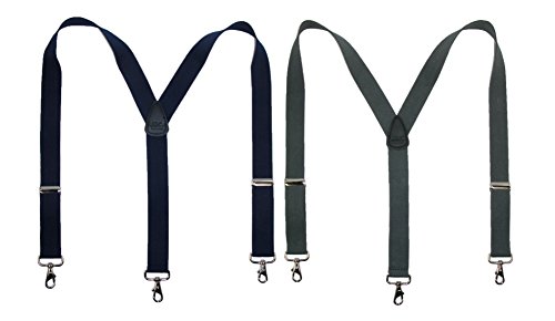 CTM Men's Big & Tall Elastic Solid Color Y-Back Suspender with Swivel Hook Ends