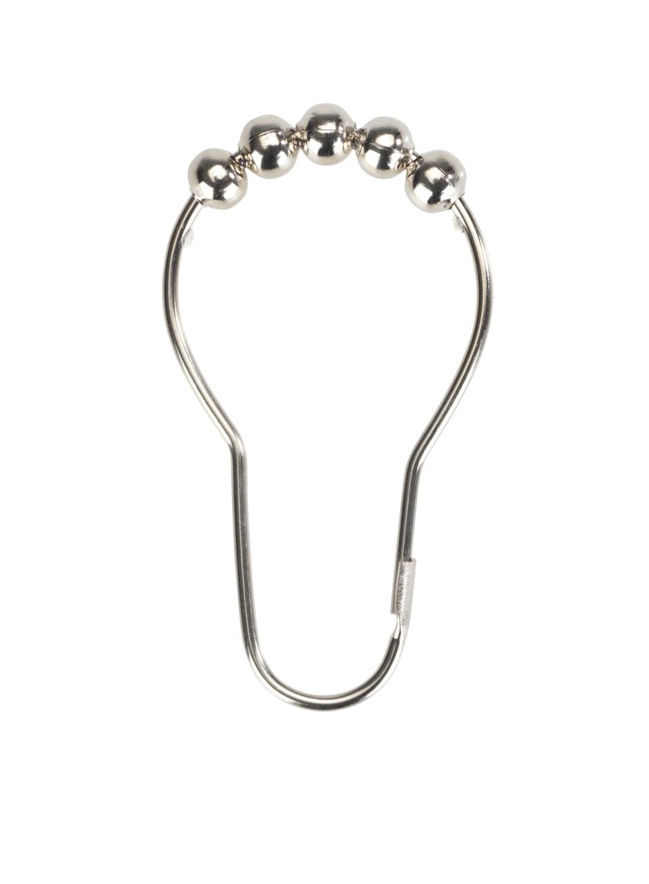 WENKO Shower Curtain Rings Set of 12 - Set of 12 Shower Rings with Sliding System, Chrome-Plated Metal, 3 x 3 cm, Chrome, 0 x 3 x 3 cm