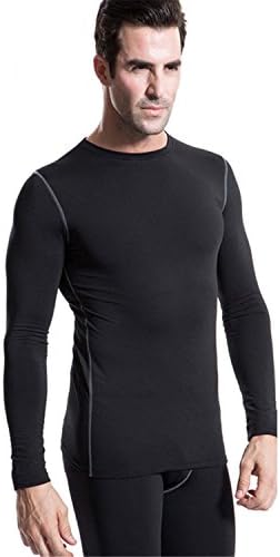 Vazpue Shirts Men Plush Base Layer Long Sleeve Thermal Underwear Winter Undershirt T Shirt Tops BlackM