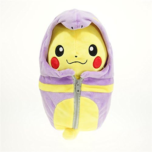 20cm 8" Pokemon Pikachu in Ekans Sleeping Bag Plush Toy Stuffed Doll Figure Open Eyes Ver.