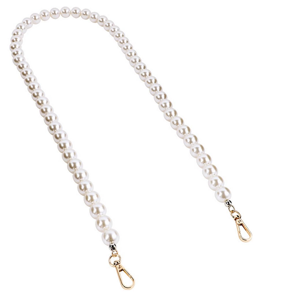 Pearl Beaded Bag Chain 23.6 Inch Pearl Purse Chain Bag Handle Pearl Bead Replacement Strap Bags Decoration Chain Charms Accessory with Lobster Clasps for DIY Handbag