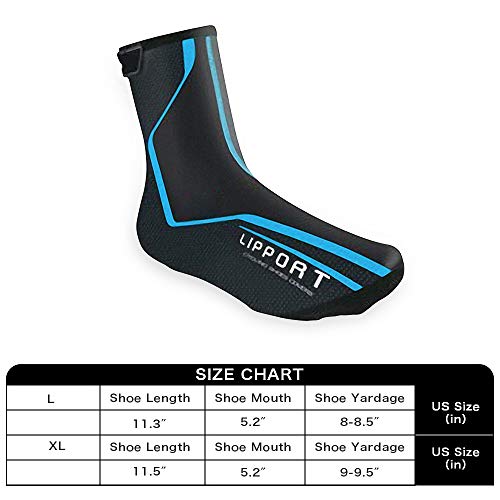 Lipport Cycling Shoe Covers Winter Bike Overshoes Thermal Warm Shoes Cover for Men Women, Road MTB Windproof Bicycle Booties (Blue, L)