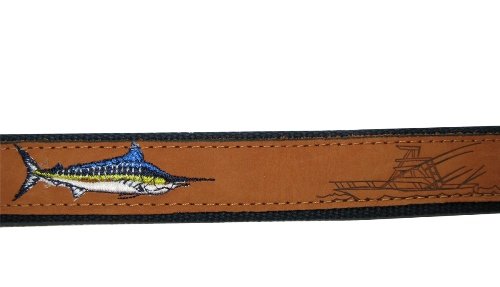Zep-Pro Men's Tan Leather Embroidered Marlin Belt, 40-Inch, Tan/Buff