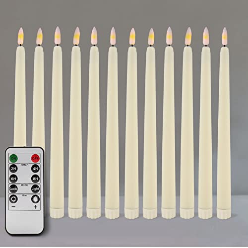 duduta 12 Pack Ivory LED Taper Candles with Remote, Flickering