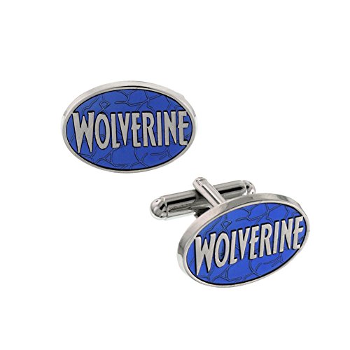 Men's Cufflinks Marvel Wolverine X-men Logo Silver Blue Oval Cufflinks