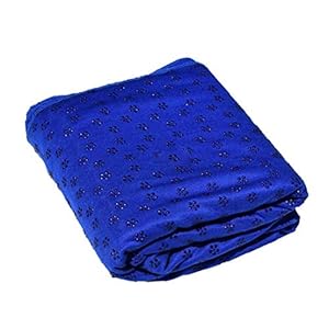 Yoga Towel Mat Sweat-absorbent Germ-proof Anti-slip Easy Cleaning Yoga Mat with Plum Blossom Granules Ideal for Hot Yoga Blue