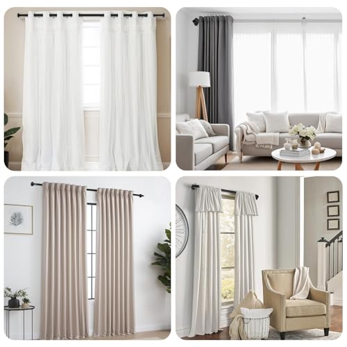 Barra Cortina,Cortinero de Ventana Ajustables,Con SoporteResistente y Fácil Instalar,Barras de Cortina Envolventes,Para Baño,Sala del Estar,Dormitori(Negro, 48-84in)