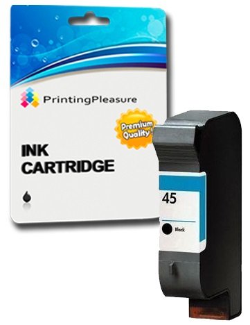 Printing Pleasure BLACK Remanufactured Printer Ink Cartridge for Copier 180 280 Deskjet 1180c 1220c 1280 6120 9300 930c 959c 970cxi Fax 1220 Photosmart 1000 1115 | Replacement for 45 (C51645AE)