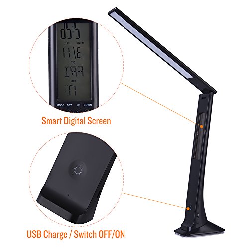 Cordless LED Desk Lamp with USB Port Rechargeable, Touch Control Diammable Table Reading Lights