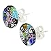 Glass Of Venice Italian Murano Glass Earrings Studs Round 3/8-Inch Multicolor Millefiori Flower - Murano Glass Earrings For Women