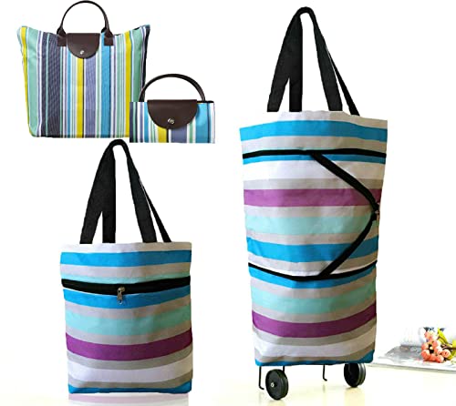 Foldable Shopping Bag with Wheels Collapsible