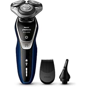 Philips Norelco Electric Shaver 5570 Wet & Dry, S5572/90, with Turbo+ mode and Nose + Ear Trimmer