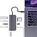 Sicotool Aluminum USB C Hub Adapter Multiport Type C Combo Dock,HDMI and Mini DP Dual 4K Video Output,Ethernet Port,PD Charging,SD/TF Card Slots,2 USB 3.0 for MacBook Pro,Type C Laptops (Grey)