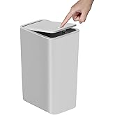 TIPGO Bathroom Trash Can with Lid, 10 Liter/ 2.6 Gallon Slim Garbage Can, Small Trash Bin Waste Basket with Pop-Up Lid for Kitchen, Bedroom, Living Room, Office (Grey)