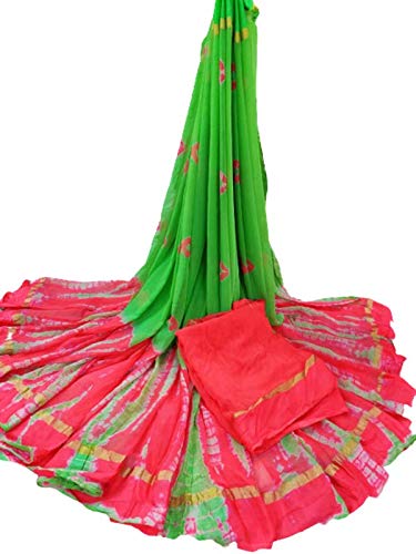 Geeta Creations Women Naylon Chiffon Zari Fabric Saree (Fe68Ir04_Green_Free Size)