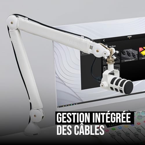 Bras de studio professionnel RØDE PSA1+ avec amortissement des ressorts et gestion des câbles (Blanc)