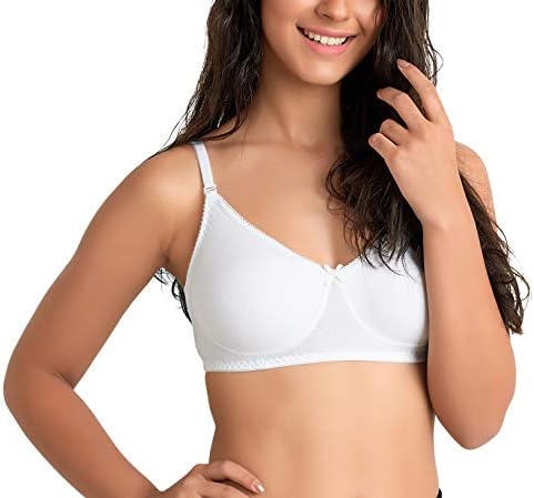 Juliet Women's Non Padded Non Wired Cotton White Bra-SAAGA