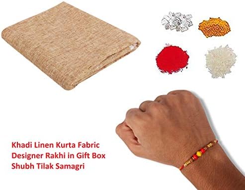Accessorisingg Rakshabandhan Gift Set of Khadi Linen Kurta Piece + Rakhi in Gift Box for Brother in [4 Varients]