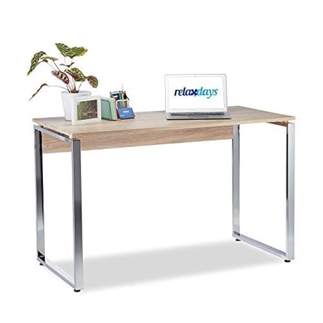 Relaxdays Bürotisch, Schreibtisch für Home Office, Computertisch Jugendzimmer, HBT 76 x 120 x 60 cm, Sonoma Eicheoptik, MDF-P
