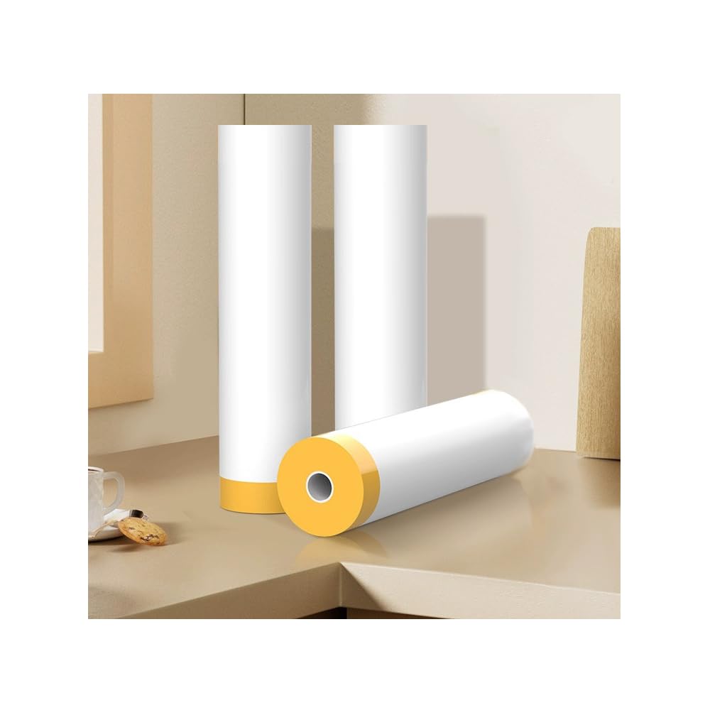 CHANGZHONG Tape and Drape 3 Rolls Transparent Pre-Taped Masking Film for Painting Decorating Covering Masking Paper for Spraying Masking Tape for Auto Wall Furniture Protection 180cm*12m