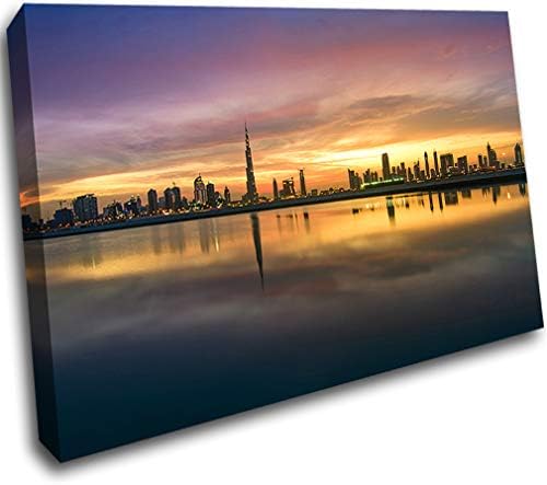 City Skyline River Dubai Smashed Wall Frame 3D Art Stickers Mount Room H520(8x12inch (20x30cm))