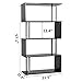 HOMCOM Modern S-Shaped 5 Tier Room Dividing Bookcase Wooden Storage Display Stand Shelf - Black