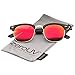 zeroUV - Half Frame Semi Rimless Sunglasses for Men Women with Colored Mirror Lens 50mm (Tortoise-Gold/Red Mirror)