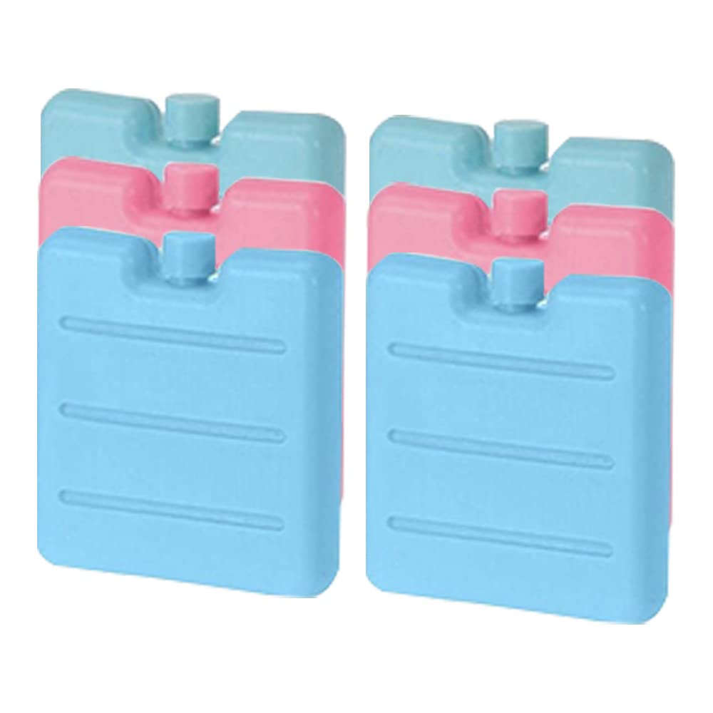 6pk Mini Freezer Blocks Ice Pack Small Cold Pack Assorted Colours 8cm Reusable Freezer Blocks Ideal for Kids School Lunch Boxes, Camping, Picnic, Hiking - Cool Bags