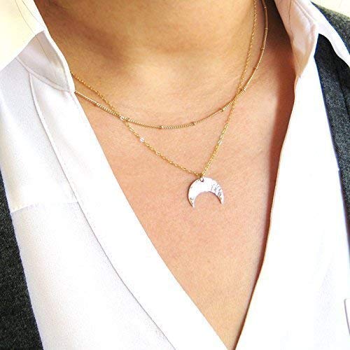 Crescent Moon Layered Necklace Set, Choker and