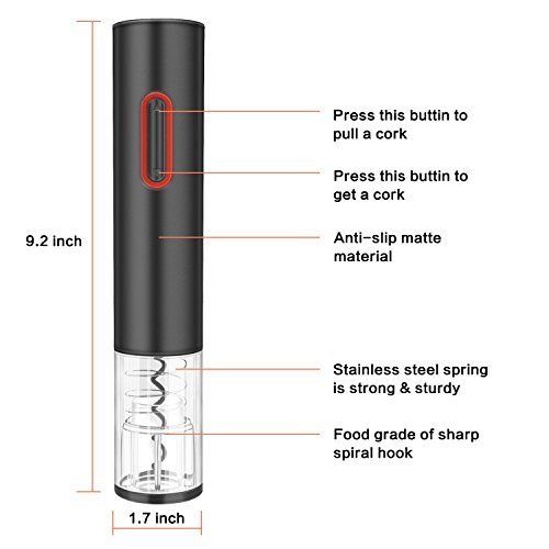 Wine Opener Set, Automatic Cordless Corkscrew, Electric Wine Bottle Opener Gift Kit (Black)