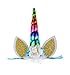 DDazzling Unicorn Headband Unicorn Birthday Rose Flower Headband Unicorn Party Unicorn Photo Props (Rainbow)