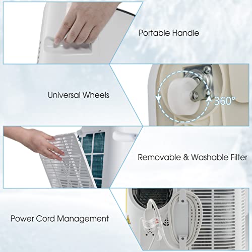 SIMOE 15000 BTU Portable Air Conditioner, with Heat, Auto Swing 4-in-1 AC Unit for Rooms up to 800 Sq.Ft, 24H Timer, with Built-in Dehumidifier, Remote Control/APP Control & Window Kit