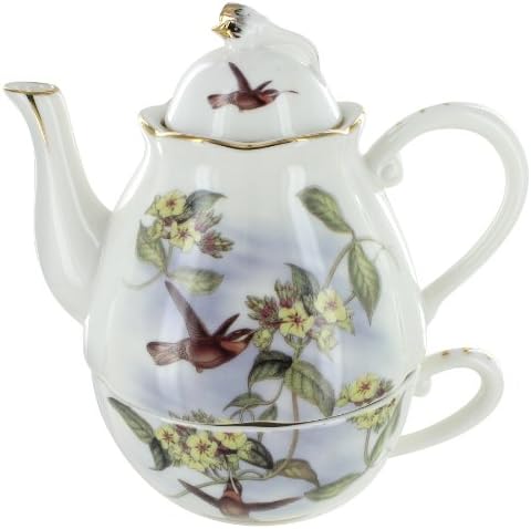 Coastline Imports Hummingbird Porcelain Tea For One
