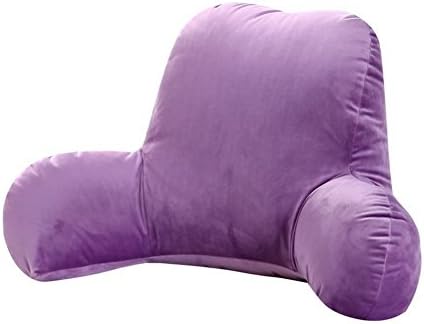 EONSHINE Fluffy Plush Polyester Filled Bedrest Reading and TV Relax Pillow With Arm Rests, Lumbar &amp; Back Support Cushion for Adults Teens, Pack of 1 (25.6x15.7x10.2", Purple)