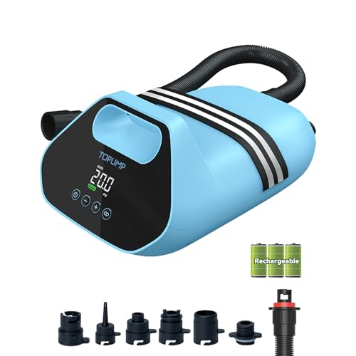 TOPUMP 7800 mAh Electric SUP Pump TPS300, High Pressure SUP Pump 20 PSI Paddle Board, DC 12 V Auto-Off Portable Rechargeable Compressor Two-Stage Inflation and Deflation