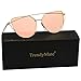 TrendyMate-Womens Street Fashion Metal Twin Beam Flat Mirror Lens Cat Eye Sunglasses … (Gold/Pink, 57mm)