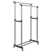 Elomes Clothing Garment Rack Heavy Duty Heavy Duty Double Rail Clothes Stand Rack with Top Rod and Lower Storage Shelf for Boxes Shoes Boots [US Stock]