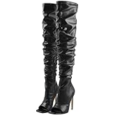LISHAN Women's Stiletto Heel Zipper Knee/Thigh High Boots Peep/Close Toe Pull on Long Boots