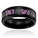 Cavalier Jewelers 8MM Women's Titanium Ring Wedding Band | Black Plated with Camouflage on Pink Background Inlay | Beveled Edges