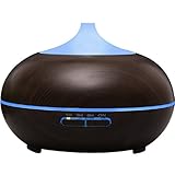 300ml Wood Grain Essential Oil Diffuser, Ultrasonic Aromatherapy Diffuser Humidifier, Aroma Diffuser With Timer Setting And Auto Shut Off