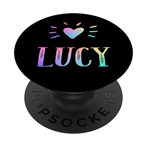 Lucy Gift Heart Rainbow Watercolor Love Heart Name Lucy PopSockets PopGrip: Swa…