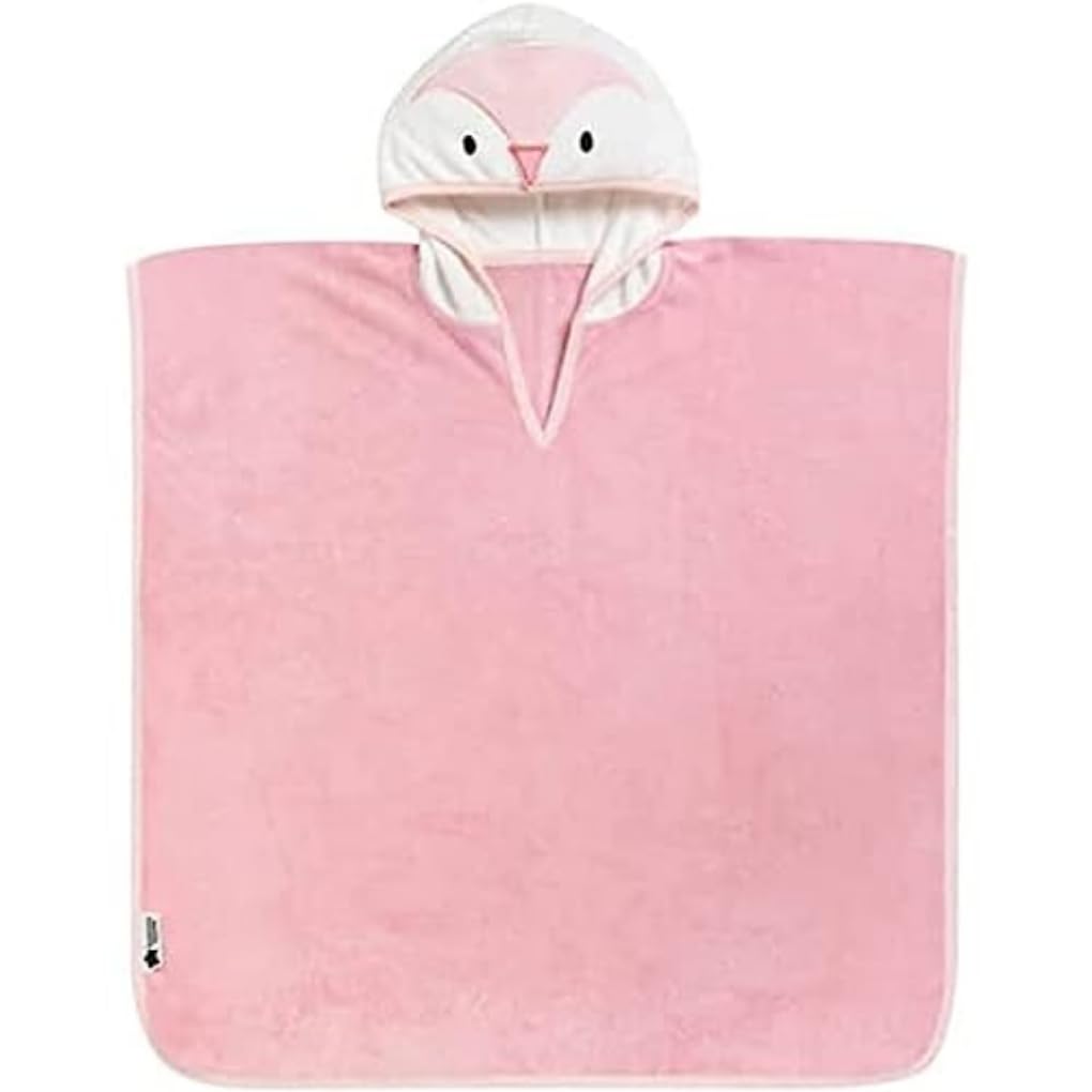 Tommee Tippee Splashtime Hooded Poncho Towel, Highly Absorbent and Super Soft Microfibre Material, Hypoallergenic, 2-4 Years, Penny the Penguin Grofriend, Pink