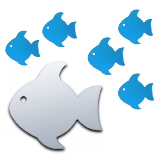 Super Cool Creations Large Fish with Eye Mirror 28cm & 5 Blue Small Fish 4cm each