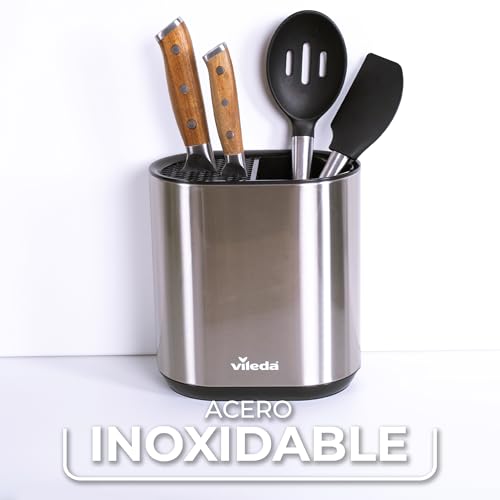 Organizador de cocina de acero inoxidable – Recipiente para guardar utensilios de cocina – Utensilios de cocina Soporte – Soporte para utensilios de cocina – Soporte para cucharas de cocina