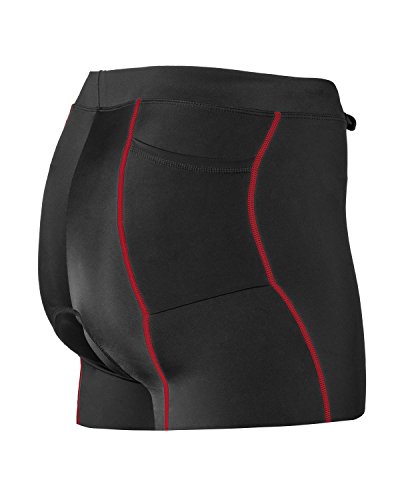 SLS3 Triathlon Men`s Tri Shorts | 2 Pockets | Black | FX 10 inches - Swim-Bike-Run (Black/Red, XL)