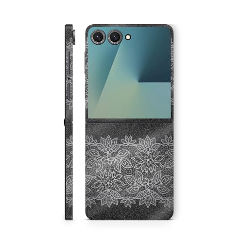 Glossy Glitter Phone Skin Compatible with Samsung Galaxy Z Flip 7 - Floral Lace…