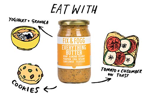 Fix & Fogg Everything Butter (13.2 oz) All Natural and Handmade in New Zealand. Vegan, Keto Friendly. Eight Healthy Nuts & Seeds in a Glass Jar and Beautifully Designed Cardboard Gift Canister