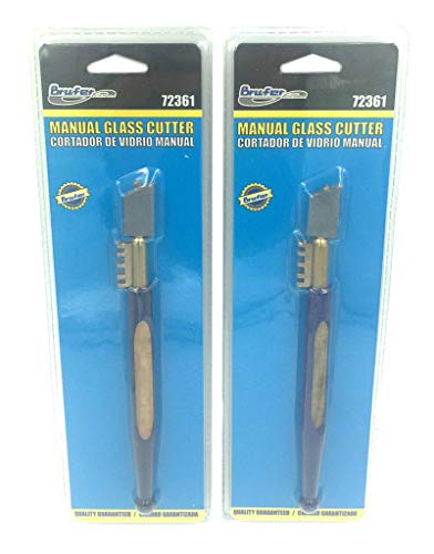 BRUFER 72361 Diamond Tipped Glass Cutter with Brass Snapper and Hardwood Handle - Pack of 2